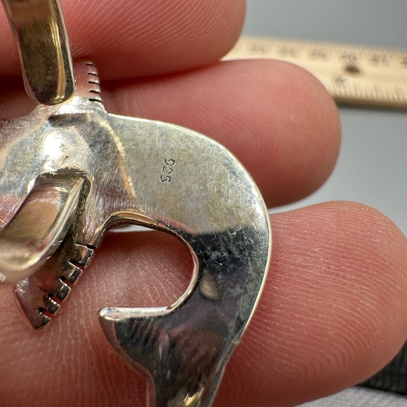 🦈 Wild Horse White Turquoise Shark Adjustable Sterling Silver 925 Ring Handmade - Picture 6 of 9